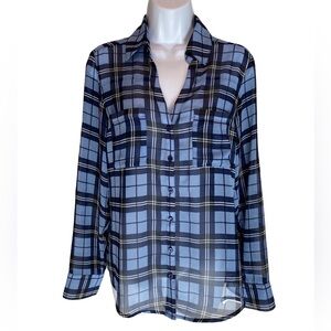 Express The Portofino Shirt. Blue plaid. Size S.